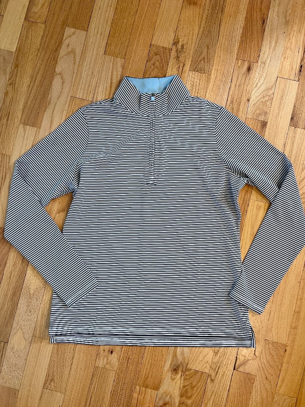 Renwick Women's Navy White Striped Quarter Zip for Golf Tennis Size M